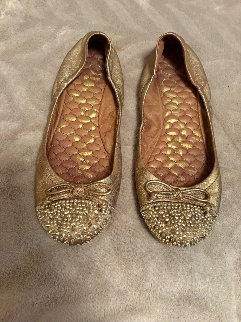 Women's Sam Edelman Gold Studded Ballet Flats